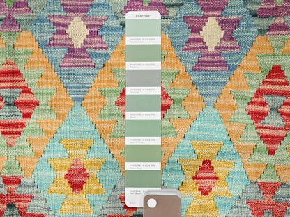 Purple 6'8" x 9'7" Flatweave / Kilim Hand woven Wool Rug - Sku: O085708