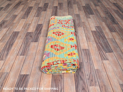 Purple 6'8" x 9'7" Flatweave / Kilim Hand woven Wool Rug - Sku: O085708