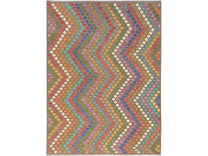 Red 7'0" x 9'8" Flatweave / Kilim Hand woven Wool Rug - Sku: O085710