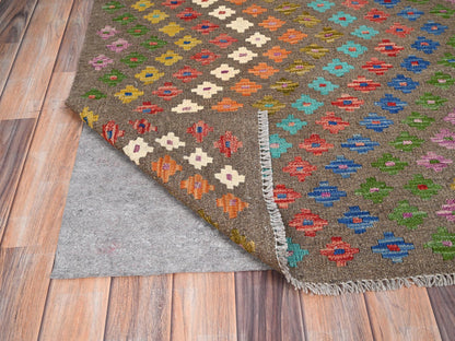 Red 7'0" x 9'8" Flatweave / Kilim Hand woven Wool Rug - Sku: O085710