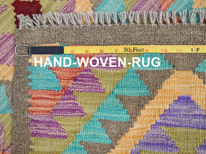 Brown 2'0" x 3'0" Flat Weave Hand woven Wool Rug - Sku: O085733