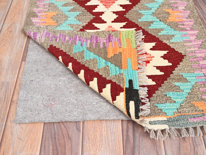 Kilim Flat-Weave hand-knotted wool rug in Gray, 2' x 3' — SKU O085738 (view 3)