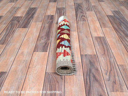 Kilim Flat-Weave hand-knotted wool rug in Red, 2' x 2'10" — SKU O085743 (view 5)