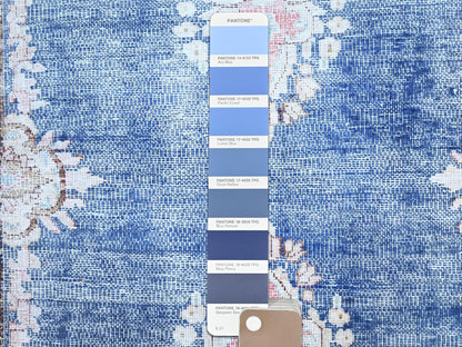 Blue 2'1" x 12'0" Vintage Hand knotted Wool Rug - Sku: O085778
