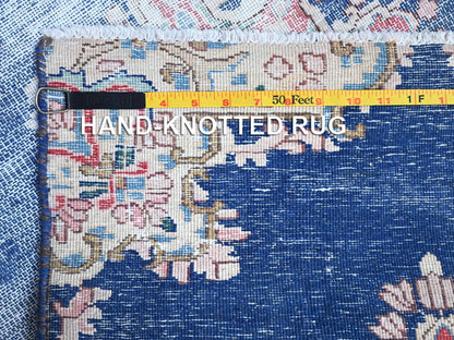 Blue 2'1" x 12'0" Vintage Hand knotted Wool Rug - Sku: O085778