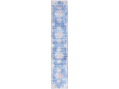Blue 2'1" x 11'9" Vintage Hand knotted Wool Rug - Sku: O085779