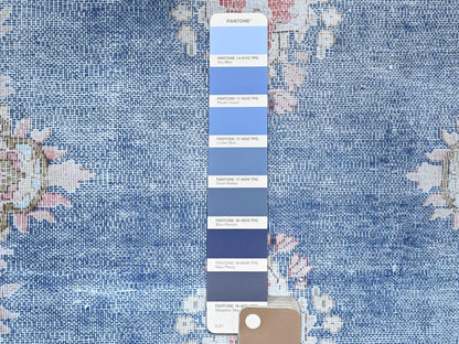Blue 2'1" x 11'9" Vintage Hand knotted Wool Rug - Sku: O085779