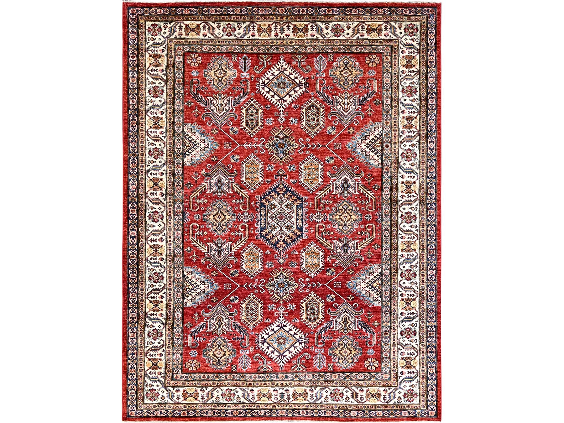 Kazak Kazak hand-knotted wool rug in Red & Ivory, 8'1" x 10'6" — SKU O085785