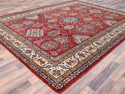 Kazak Kazak hand-knotted wool rug in Red & Ivory, 8'1" x 10'6" — SKU O085785 (view 3)