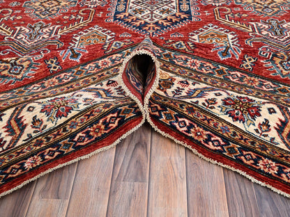 Kazak Kazak hand-knotted wool rug in Red & Ivory, 8'1" x 10'6" — SKU O085785 (view 5)