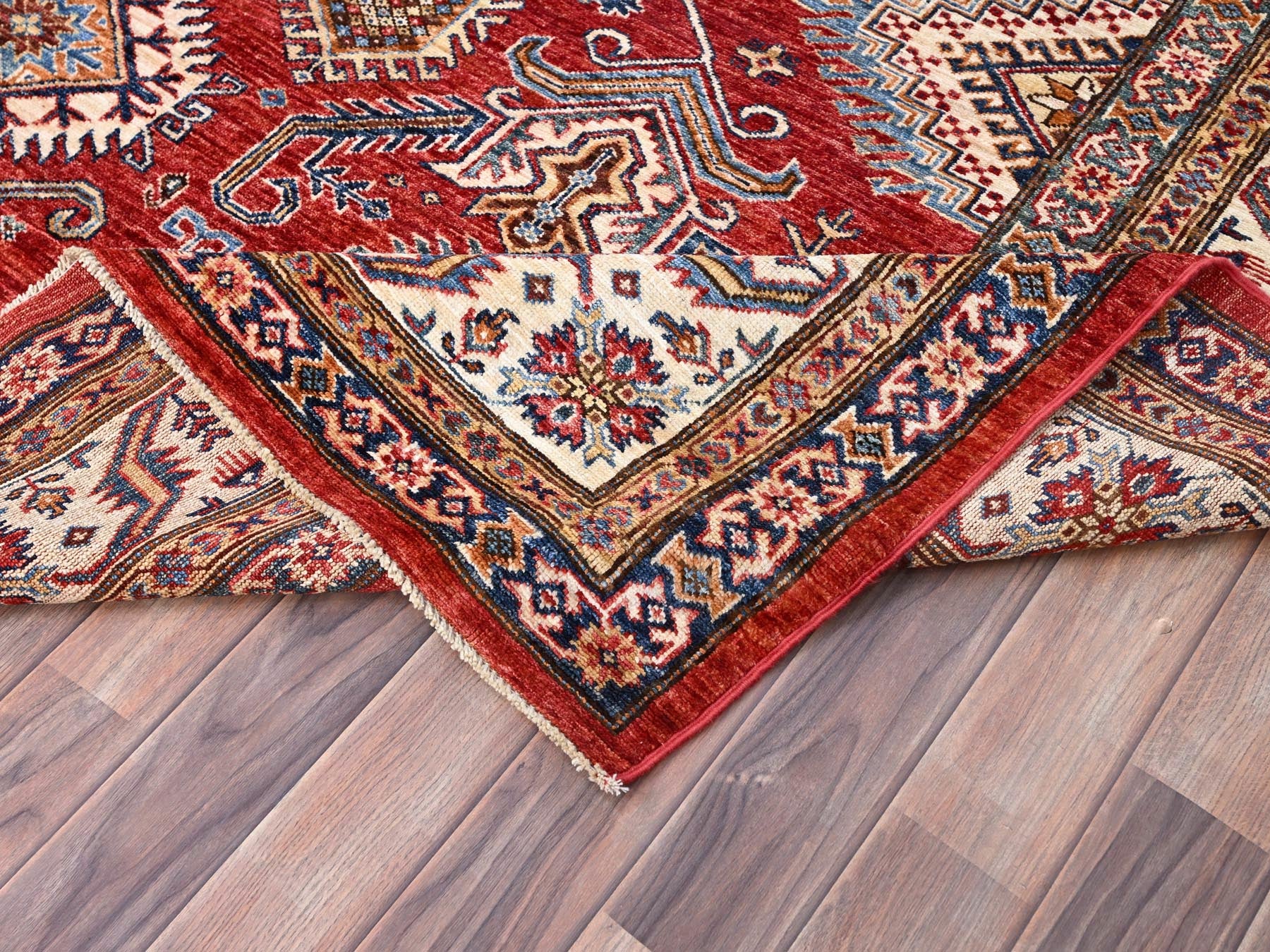 Kazak Kazak hand-knotted wool rug in Red & Ivory, 8'1" x 10'6" — SKU O085785 (view 6)