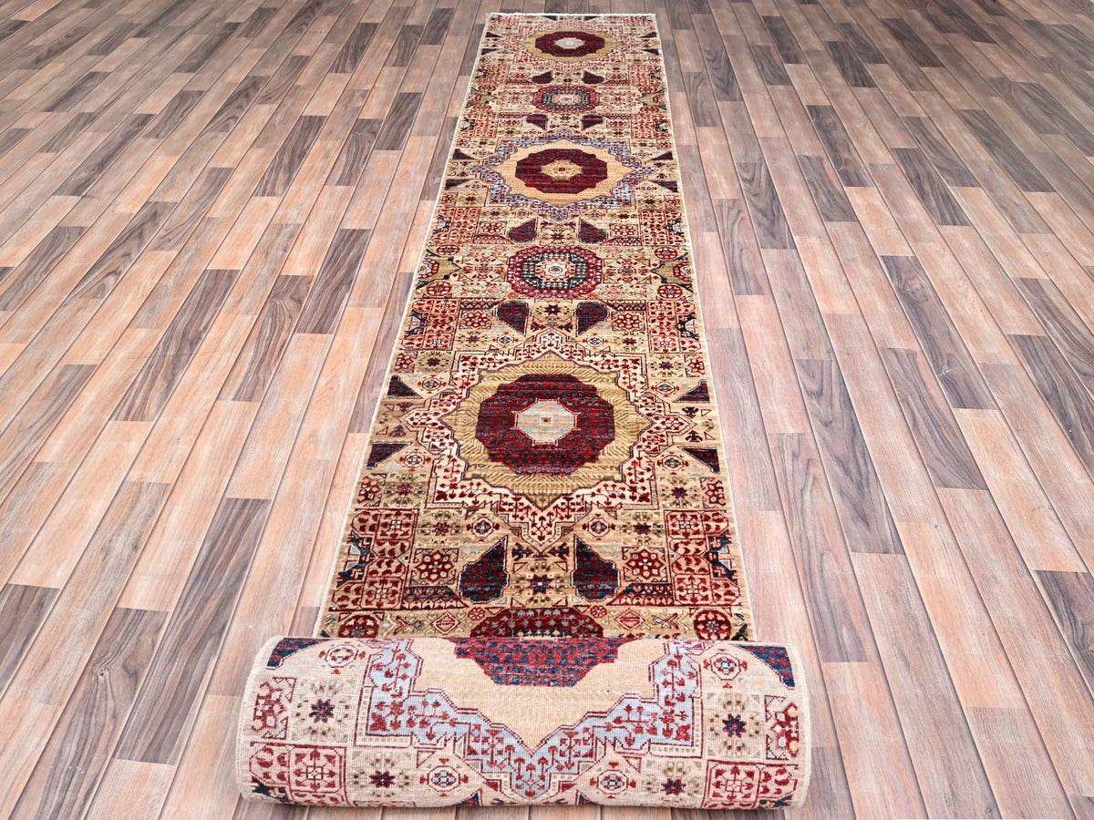 Mamluk Mamluk hand-knotted wool runner in Ivory, 2'3" x 24'8" — SKU O085843 (view 2)