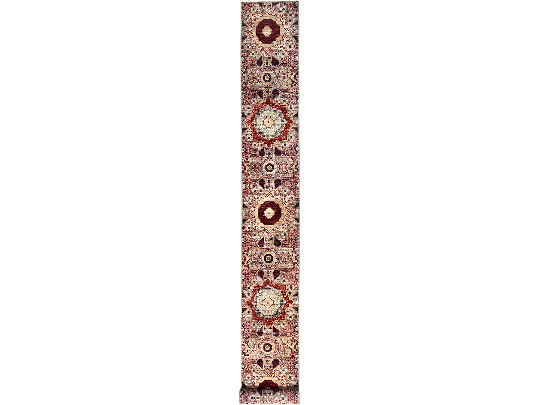 Mamluk Mamluk hand-knotted wool runner in Ivory, 2'4" x 24'8" — SKU O085846