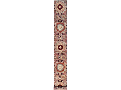 Mamluk Mamluk hand-knotted wool runner in Ivory, 2'4" x 24'8" — SKU O085846