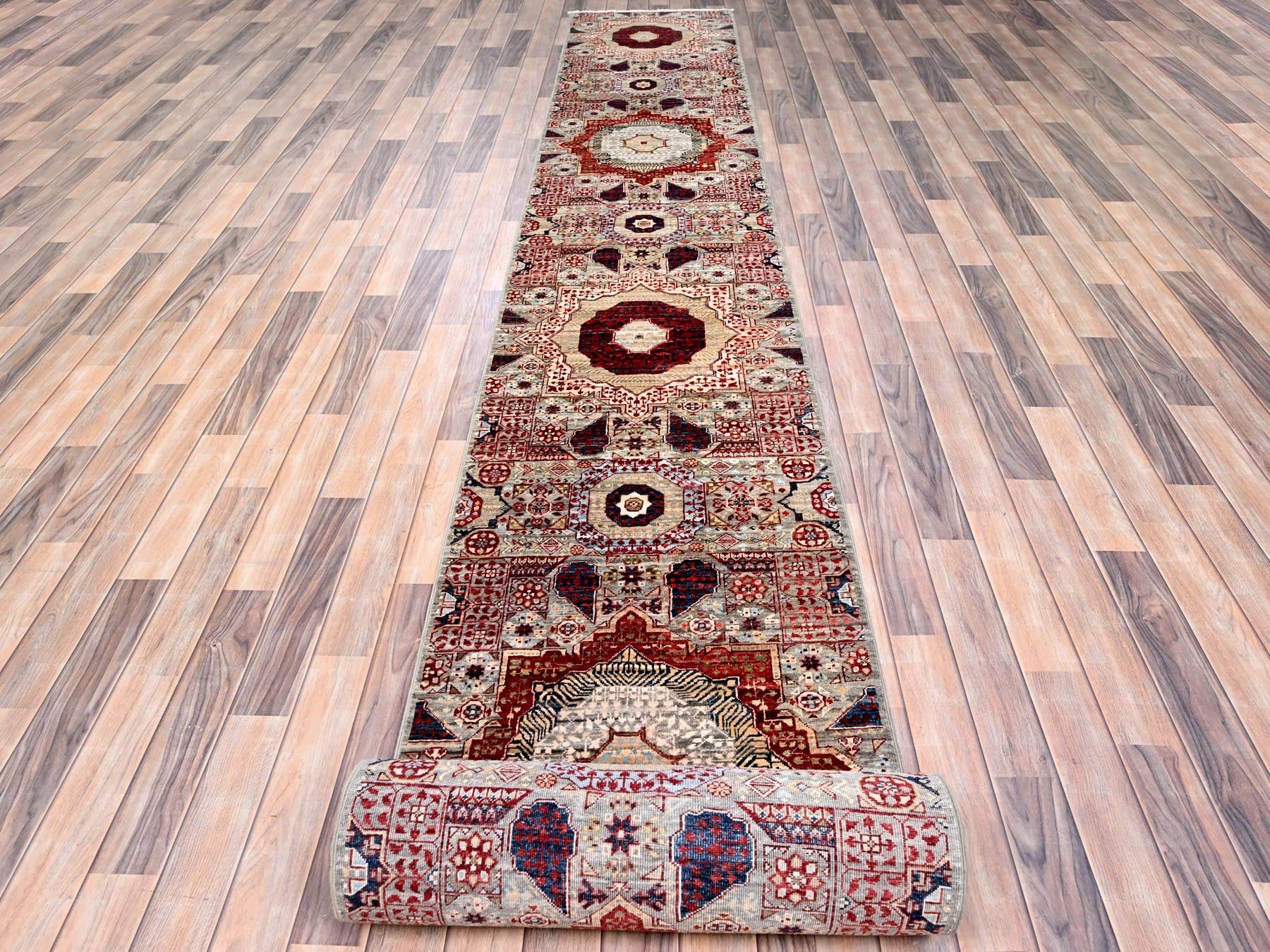 Mamluk Mamluk hand-knotted wool runner in Ivory, 2'4" x 24'8" — SKU O085846 (view 2)