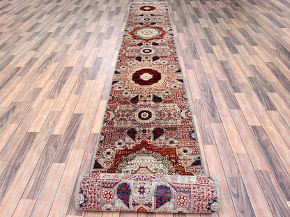 Mamluk Mamluk hand-knotted wool runner in Ivory, 2'4" x 24'8" — SKU O085846 (view 2)