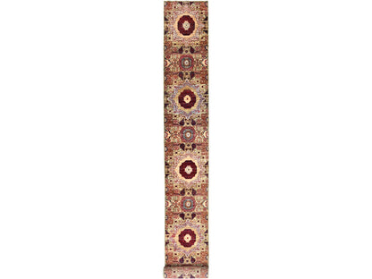 Green 2'4" x 24'7" Traditional Hand knotted Wool Rug - Sku: O085847