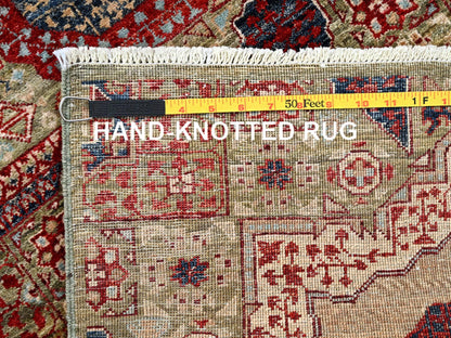 Green 2'4" x 24'7" Traditional Hand knotted Wool Rug - Sku: O085847