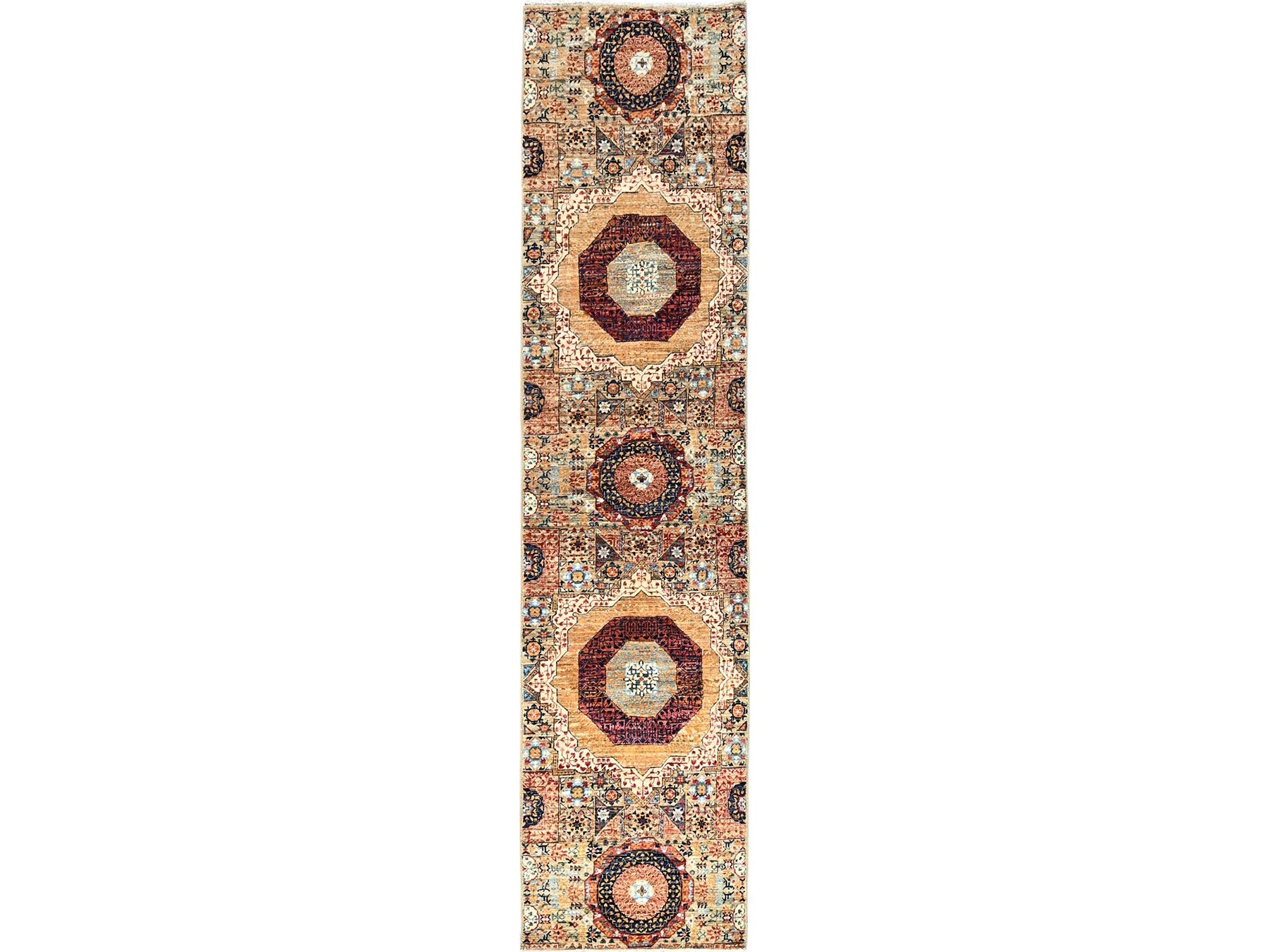 Mamluk Mamluk hand-knotted wool runner in Ivory, 2'5" x 10'3" — SKU O085848