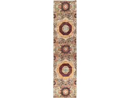 Mamluk Mamluk hand-knotted wool runner in Ivory, 2'5" x 10'3" — SKU O085848