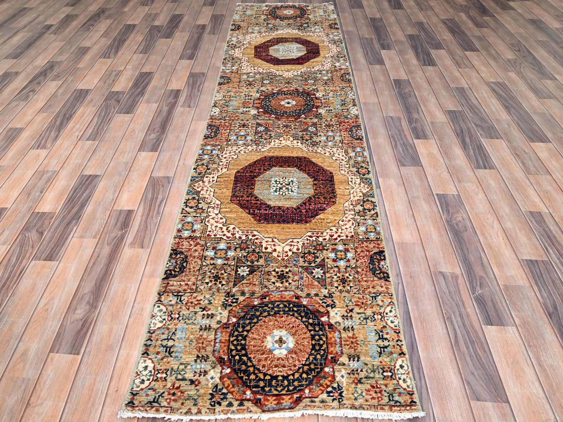 Ivory 2'5" x 10'3" Traditional Hand knotted Wool Rug - Sku: O085848