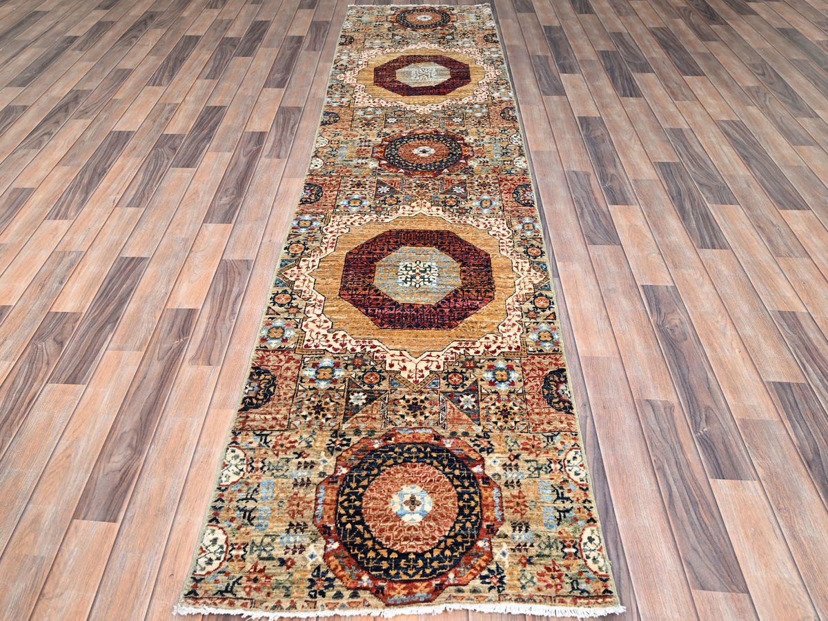 Mamluk Mamluk hand-knotted wool runner in Ivory, 2'5" x 10'3" — SKU O085848 (view 2)