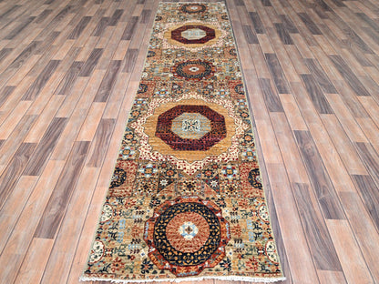 Mamluk Mamluk hand-knotted wool runner in Ivory, 2'5" x 10'3" — SKU O085848 (view 2)