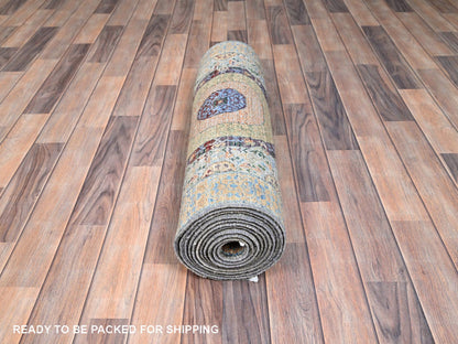 Blue 2'6" x 13'9" Mamluk Hand knotted Wool Rug - Sku: O085849