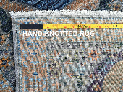 Blue 2'6" x 13'9" Mamluk Hand knotted Wool Rug - Sku: O085849