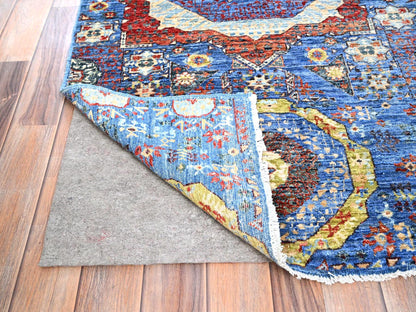 Blue 2'8" x 9'10" Mamluk Hand knotted Wool Rug - Sku: O085851