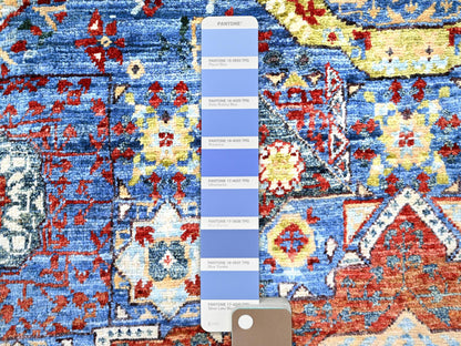 Blue 2'8" x 9'10" Mamluk Hand knotted Wool Rug - Sku: O085851