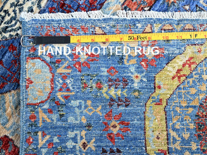 Blue 2'8" x 9'10" Mamluk Hand knotted Wool Rug - Sku: O085851