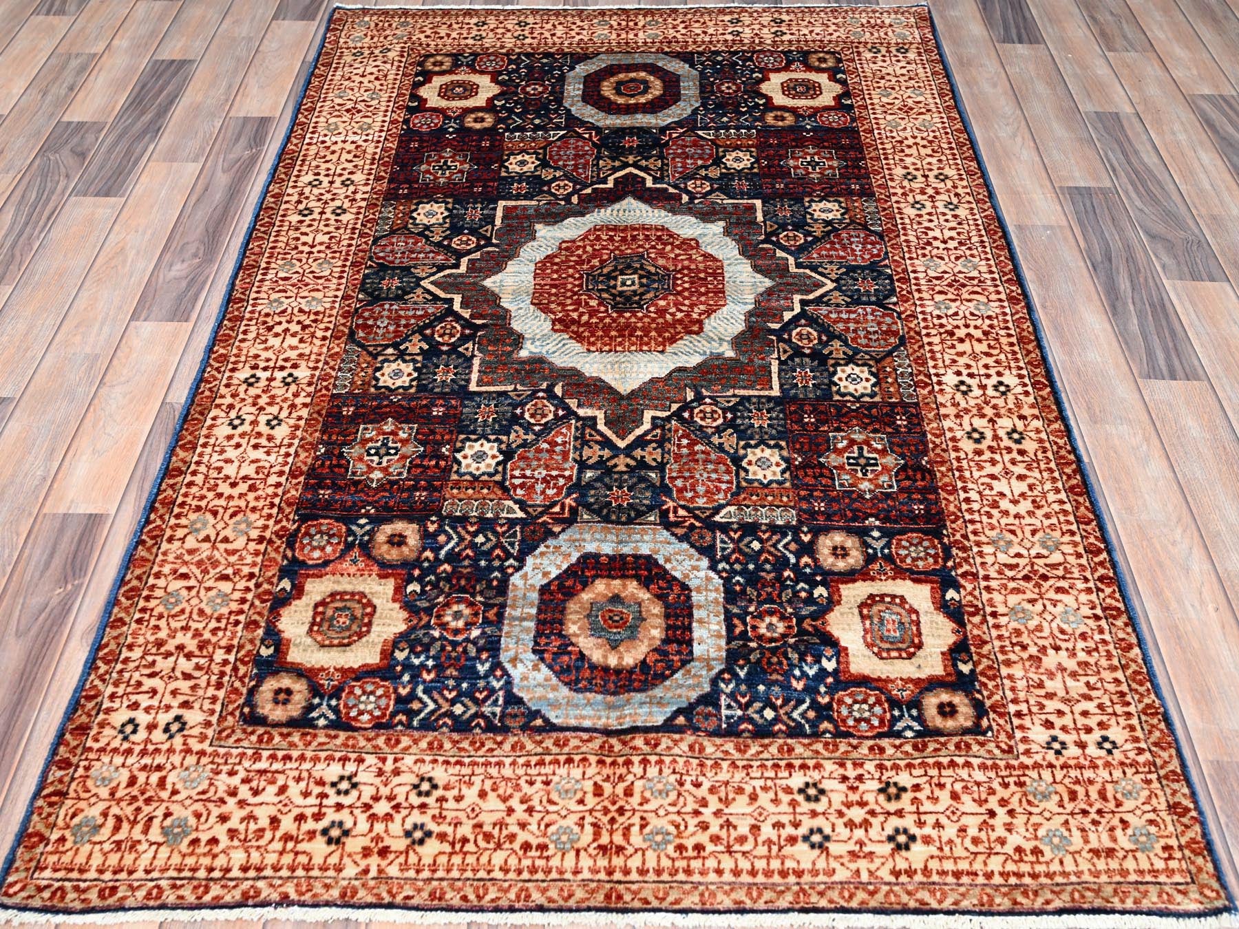 Mamluk Mamluk hand-knotted wool rug in Blue & Beige, 3'10" x 6'3" — SKU O085852 (view 2)