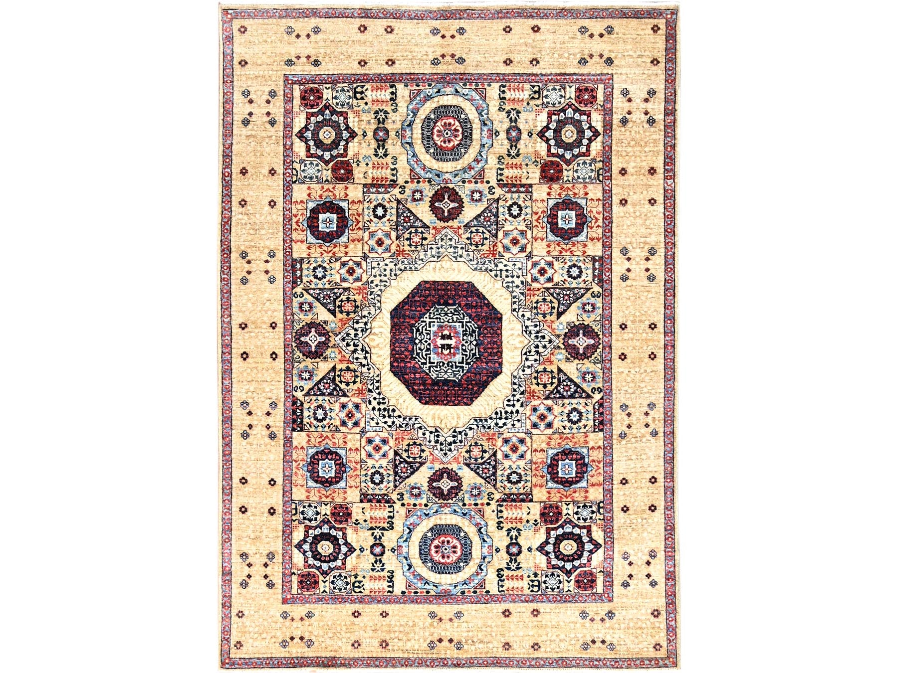 Mamluk Mamluk hand-knotted wool rug in Ivory, 4'9" x 7'1" — SKU O085860