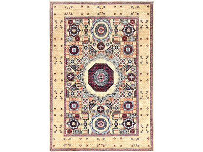 Mamluk Mamluk hand-knotted wool rug in Ivory, 4'9" x 7'1" — SKU O085860