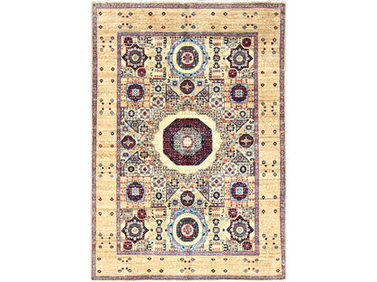 Mamluk Mamluk hand-knotted wool rug in Ivory, 5' x 7' — SKU O085861