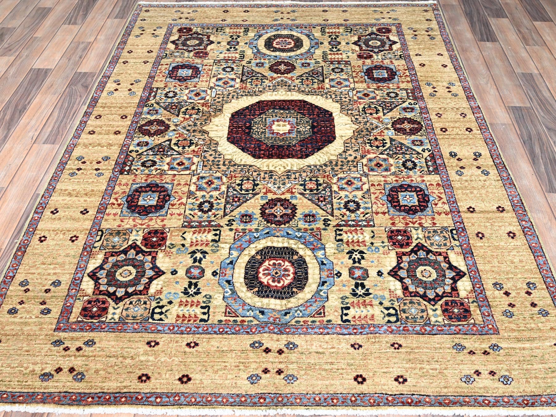Mamluk Mamluk hand-knotted wool rug in Ivory, 5' x 7' — SKU O085861 (view 2)