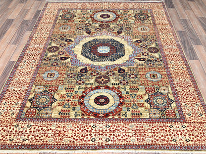 Green 5'0" x 6'8" Traditional Hand knotted Wool Rug - Sku: O085864
