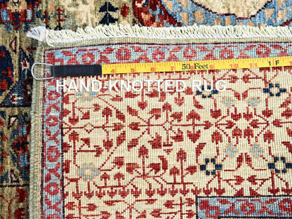 Mamluk Mamluk hand-knotted wool rug in Green & Ivory, 5' x 6'8" — SKU O085864 (view 7)