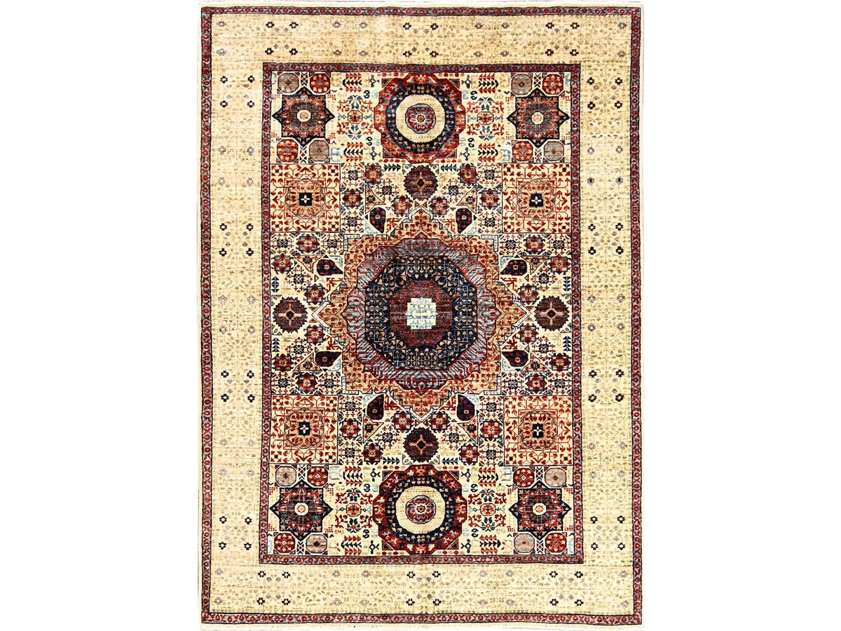 Mamluk Mamluk hand-knotted wool rug in Ivory, 4'10" x 7' — SKU O085865