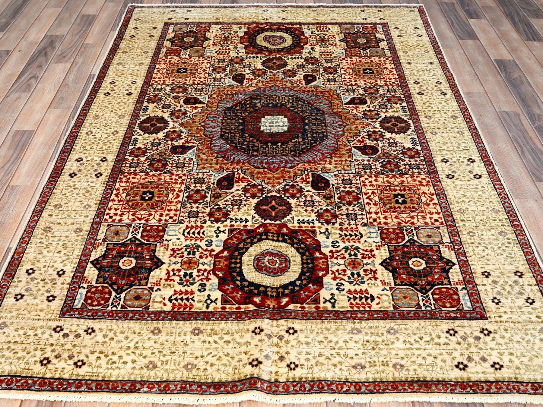 Mamluk Mamluk hand-knotted wool rug in Ivory, 4'10" x 7' — SKU O085865 (view 2)