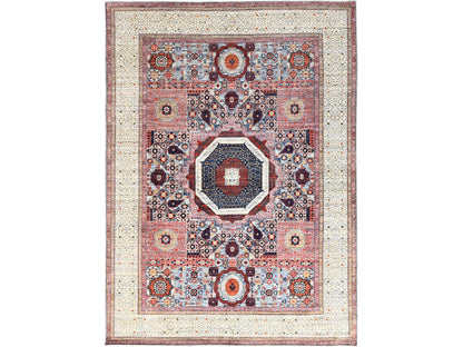 Mamluk Mamluk hand-knotted wool rug in Red & Ivory, 8'10" x 12' — SKU O085871