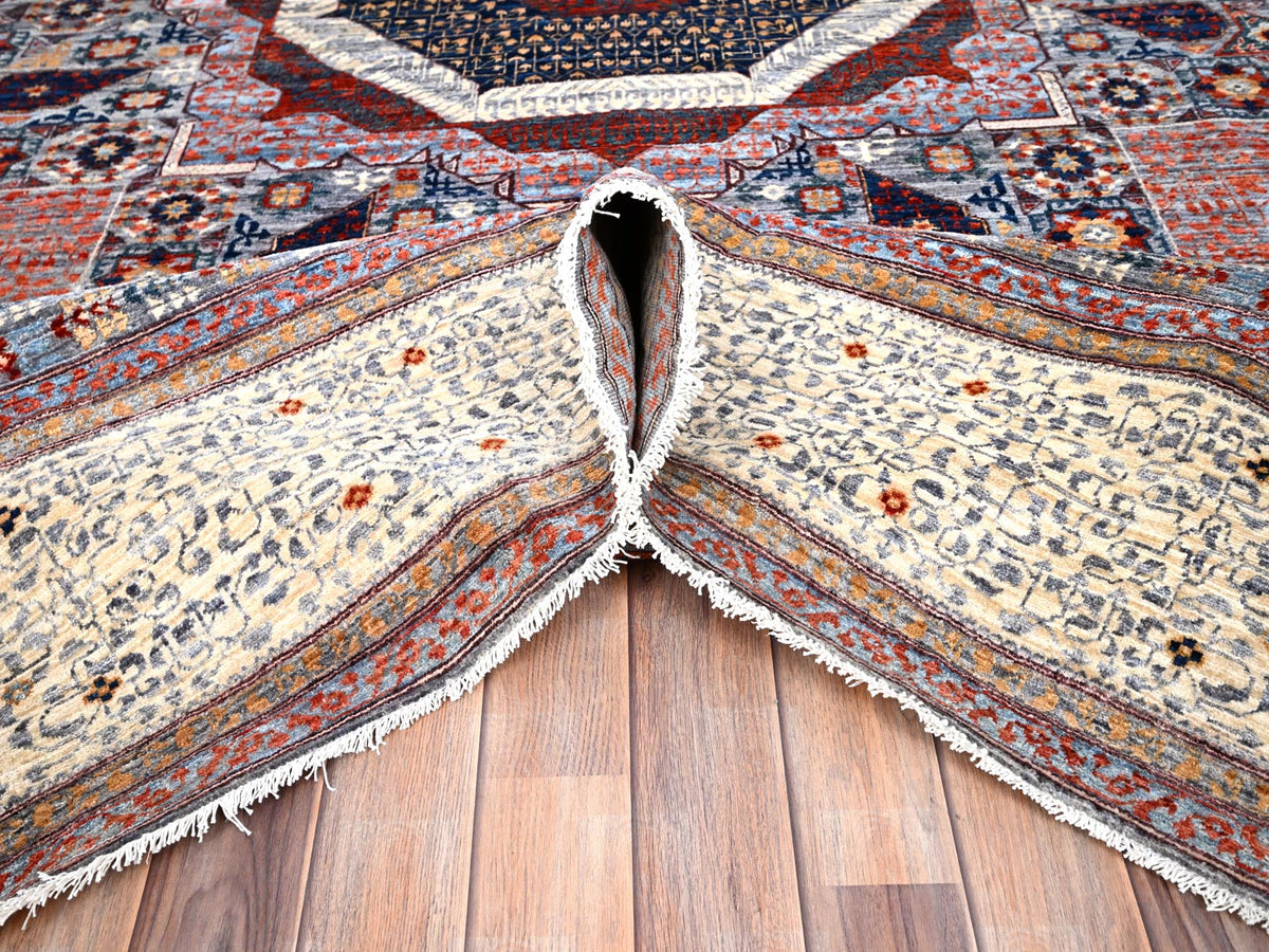 Mamluk Mamluk hand-knotted wool rug in Red & Ivory, 8'10" x 12' — SKU O085871 (view 5)
