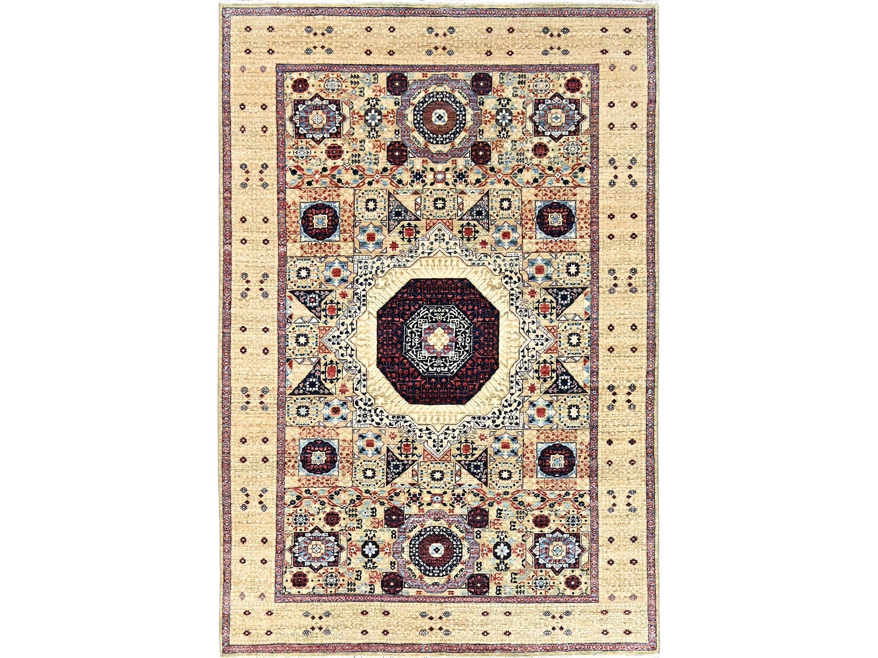 Mamluk Mamluk hand-knotted wool rug in Yellow, 5'10" x 8'10" — SKU O085879