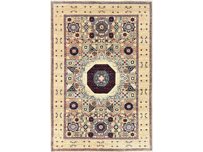 Mamluk Mamluk hand-knotted wool rug in Yellow, 5'10" x 8'10" — SKU O085879