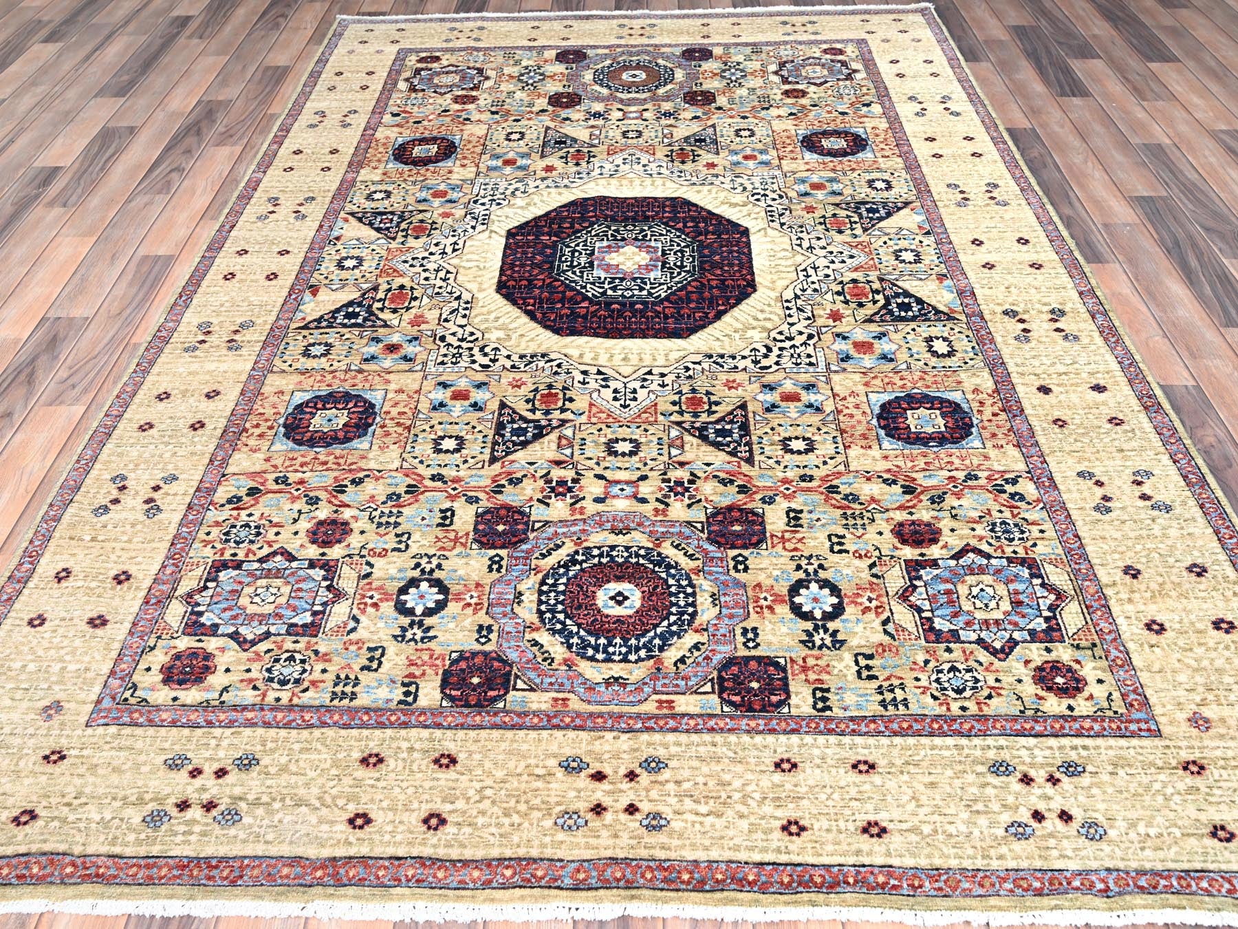 Mamluk Mamluk hand-knotted wool rug in Yellow, 5'10" x 8'10" — SKU O085879 (view 2)