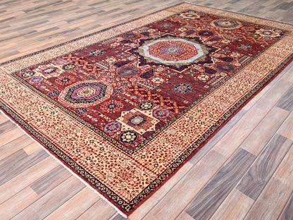 Mamluk Mamluk hand-knotted wool rug in Red & Cream Color, 5'9" x 9'7" — SKU O085882 (view 3)