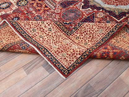 Mamluk Mamluk hand-knotted wool rug in Red & Cream Color, 5'9" x 9'7" — SKU O085882 (view 6)