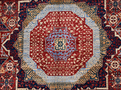 Mamluk Mamluk hand-knotted wool rug in Red & Cream Color, 5'9" x 9'7" — SKU O085882 (view 8)