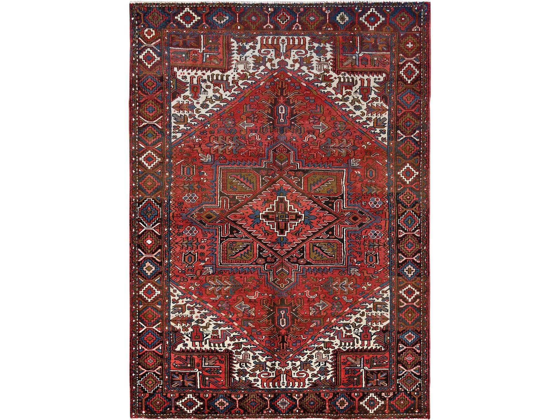 Heriz Heriz hand-knotted wool rug in Red, 7'6" x 10'7" — SKU O085888